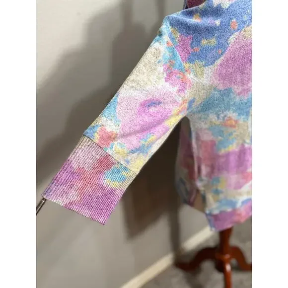 Habitat pullover sweater loose fit scoop neck 3/4 sleeve pastel floral print - L - Picture 4 of 10